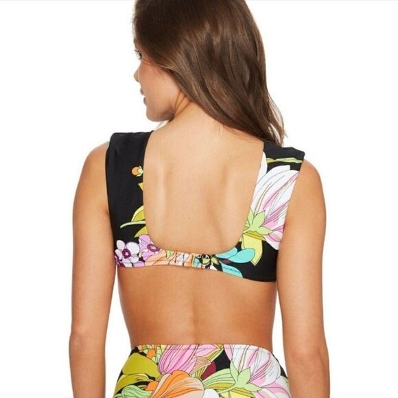 Trina Turk Black Floral Swimsuit Top size 4 NWT - Picture 2 of 5